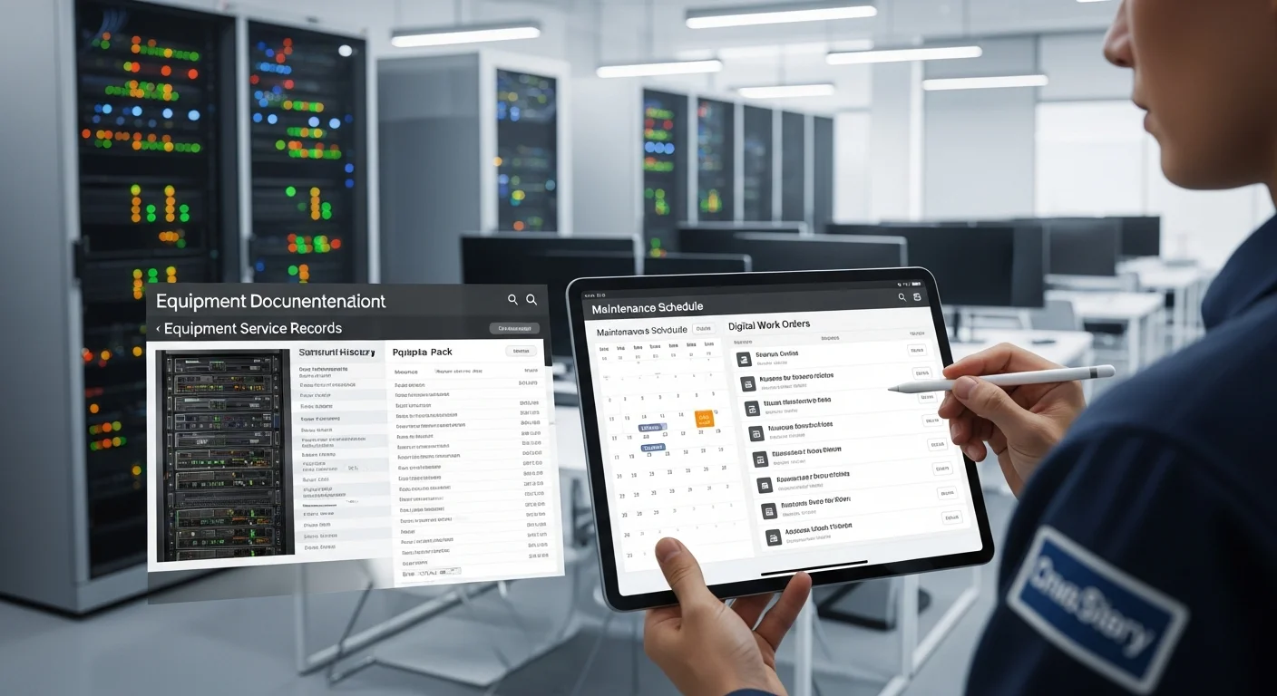 Documentazione digitale manutenzione su tablet - Report tecnici e checklist interventi programmati