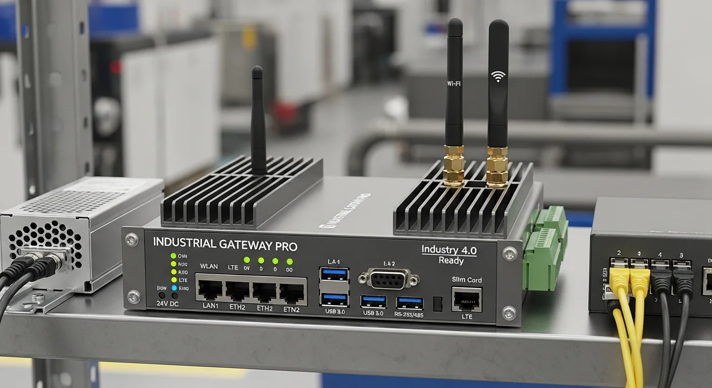 Gateway IoT industriale per edge computing e connessione sensori a piattaforme cloud e SCADA