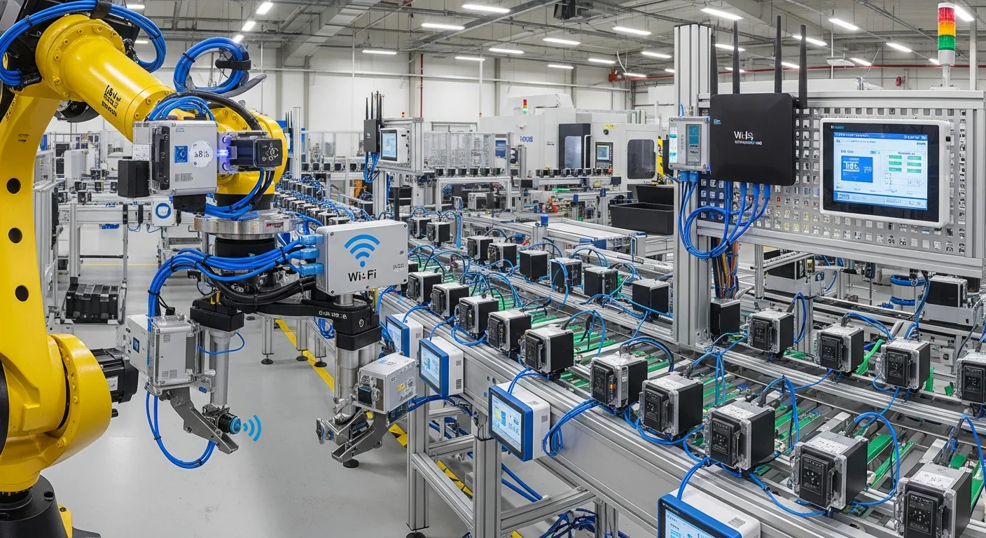 Rete sensori IoT industriali per monitoraggio in tempo reale temperatura, vibrazioni e parametri operativi