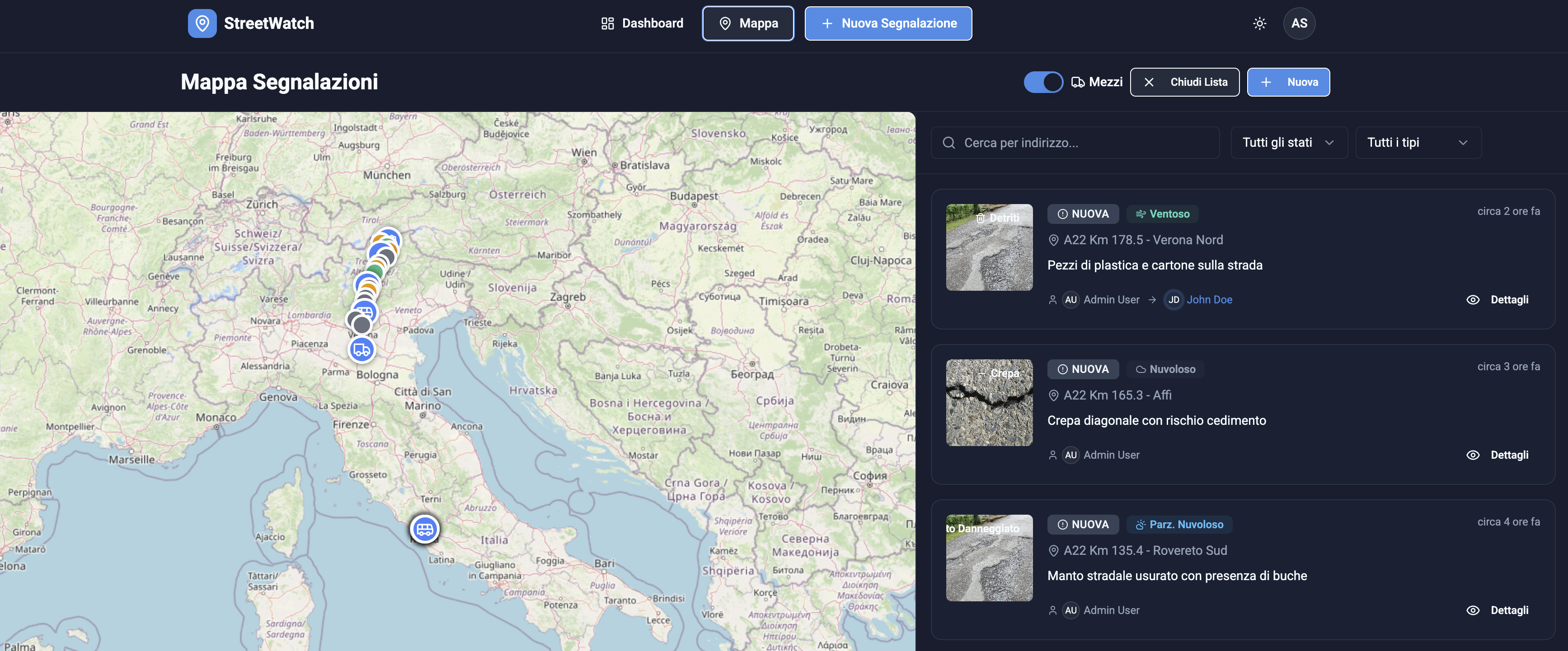 StreetWatch Mappa Interattiva