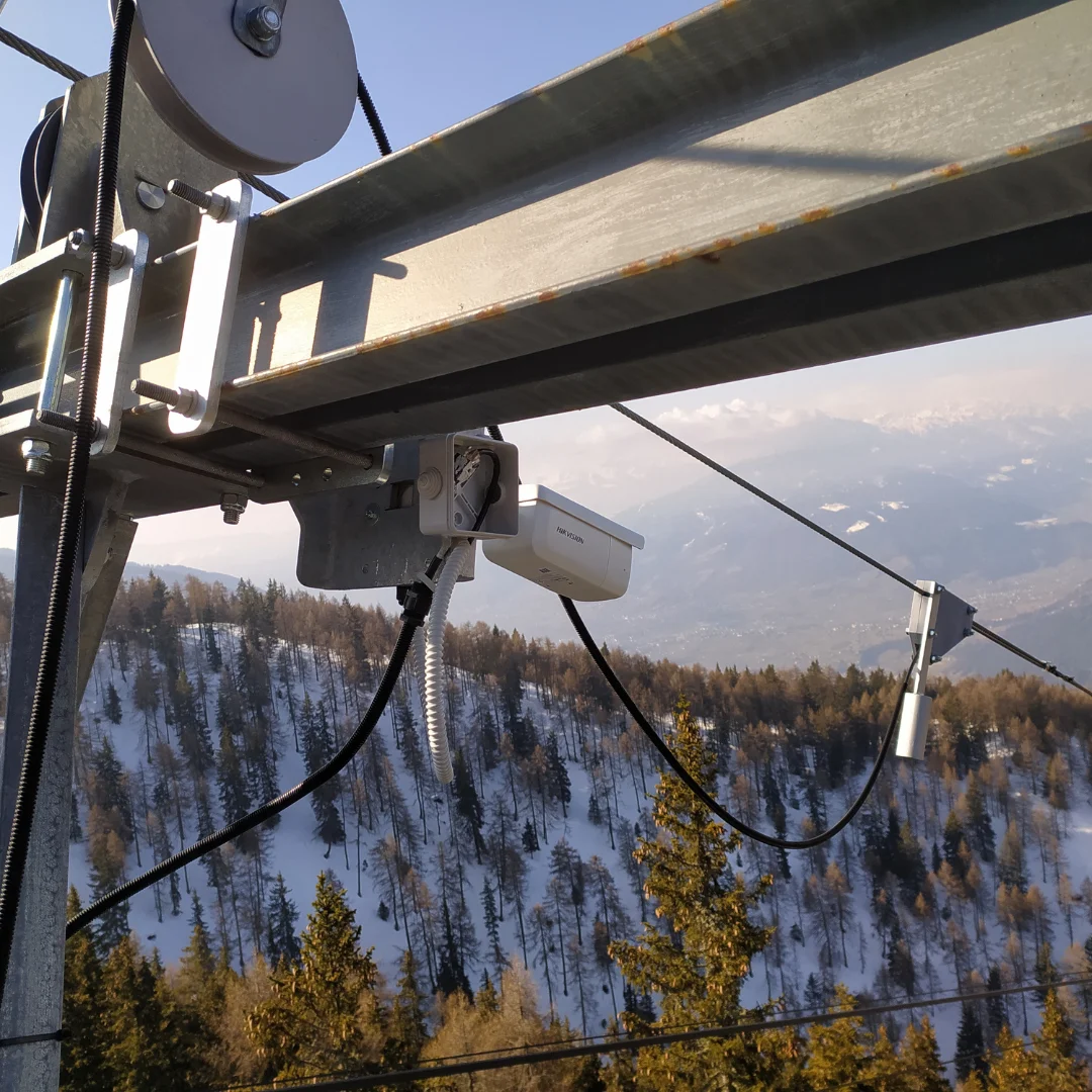 Sistema di videosorveglianza integrato pilone funivia - Telecamera panoramica per monitoraggio multi-angolo