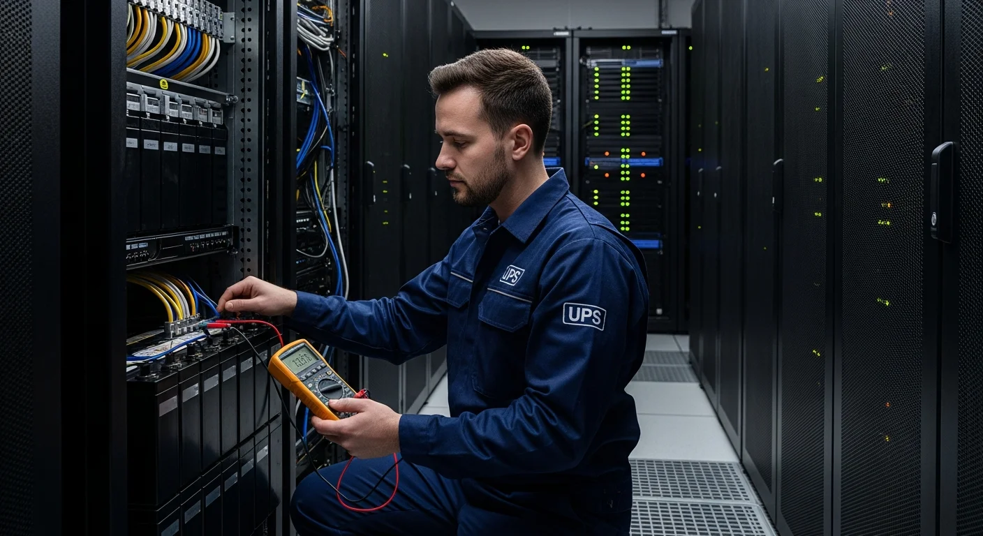 Manutenzione UPS e sistemi alimentazione backup - Test batterie e verifica continuità elettrica