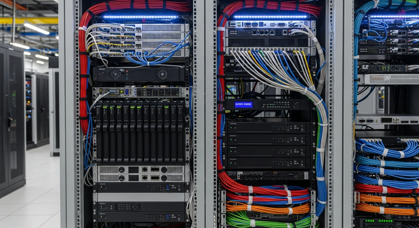 Server rack VMS con storage recording video e sistemi di backup ridondanti per continuità operativa