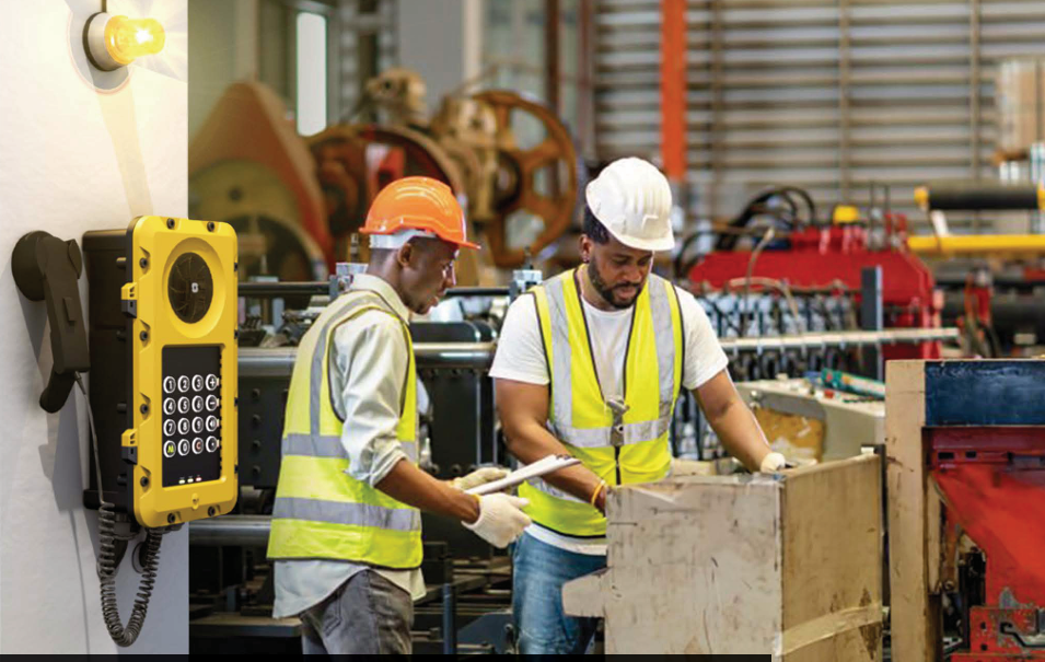 Industrial workers using Zenitel communication systems
