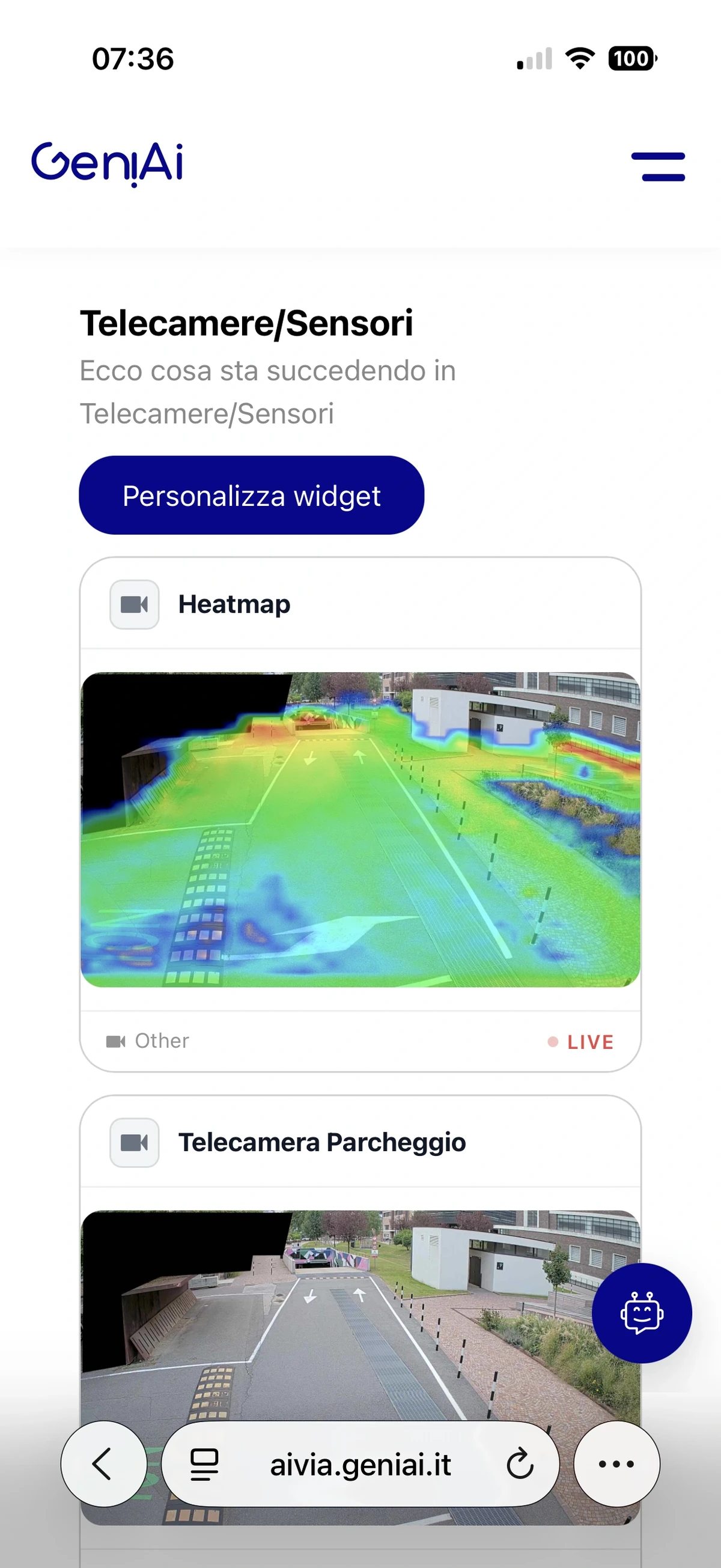 Esempio di visualizzazione delle aree T-Vigilo