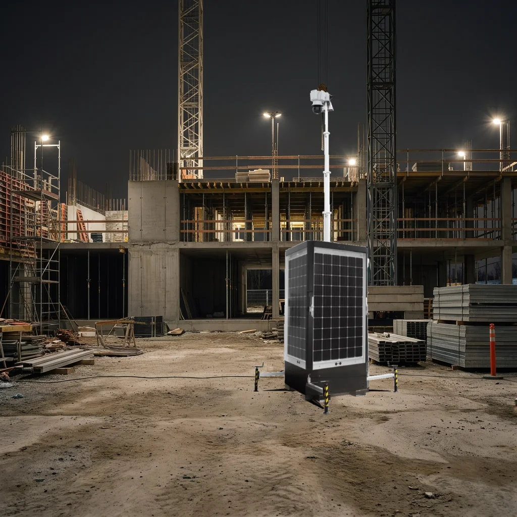 Torre T-Vigilo in una scena di cantiere notturna illustrativa